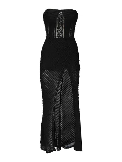 Charo Ruiz Strapless Mesh Maxi Dress In Black
