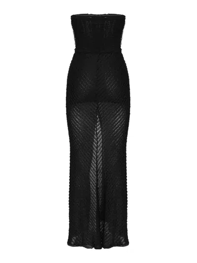 Charo Ruiz Strapless Mesh Maxi Dress In Black