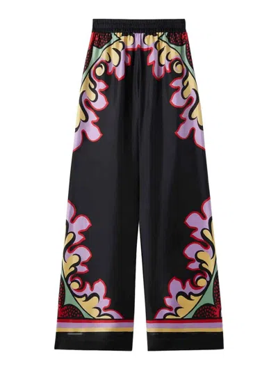 La Doublej La Double J Silk Twill Palazzo Pants With Relaxed Leg Design In Multi