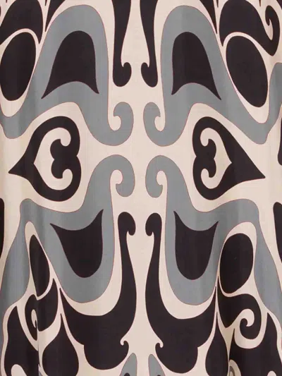 La Doublej La Double J Silk Midi Dress With Abstract Pattern In Blue