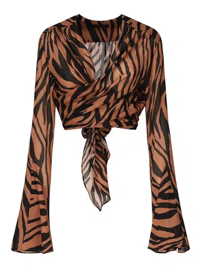 The Andamane Zebra-print Tie-front Blouse In Animal Print
