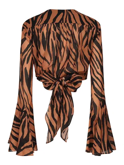 The Andamane Zebra-print Tie-front Blouse In Animal Print