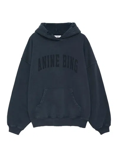 Anine Bing Oversized Grey Sweatshirt With Bold Branding And Relaxed Fit In Green