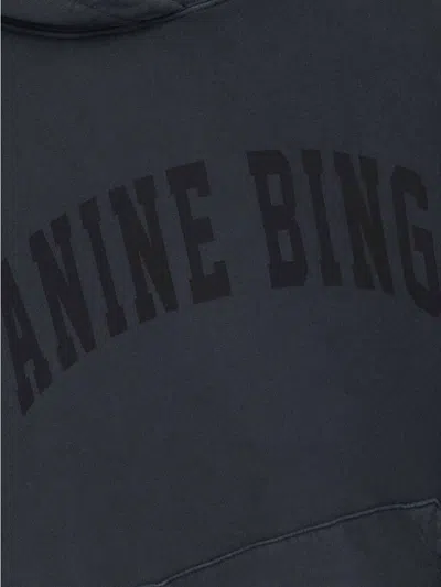 Anine Bing Oversized Grey Sweatshirt With Bold Branding And Relaxed Fit In Green