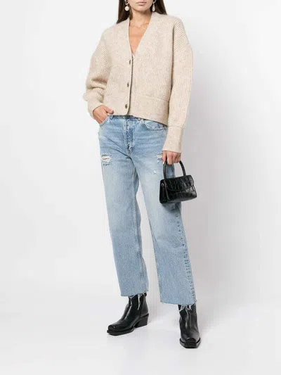 Anine Bing Gavin Blue Reservoir High Waist Distressed Nonstretch Ankle Jeans In Light Blue