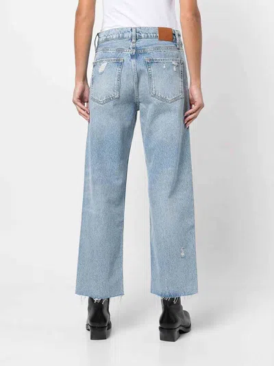 Anine Bing Gavin Blue Reservoir High Waist Distressed Nonstretch Ankle Jeans In Light Blue