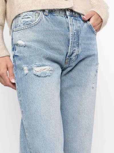 Anine Bing Gavin Blue Reservoir High Waist Distressed Nonstretch Ankle Jeans In Light Blue