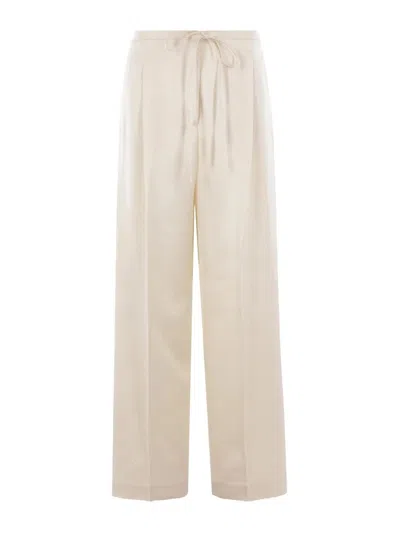 Rohe High-waisted Wide-leg Casual Pants In White