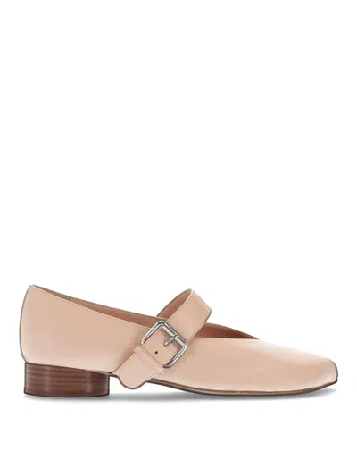 Niccolò Pasqualetti Obliqua Leather Ballet Flats In Neutral