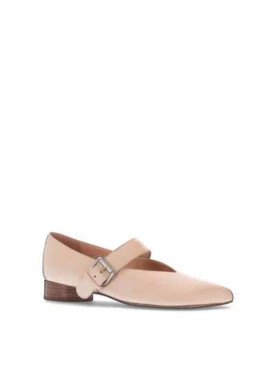 Niccolò Pasqualetti Obliqua Leather Ballet Flats In Neutral