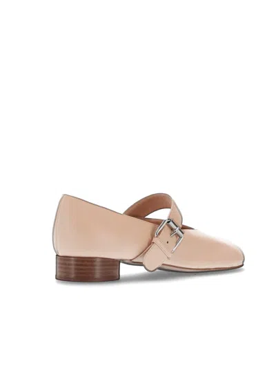 Niccolò Pasqualetti Obliqua Leather Ballet Flats In Neutral