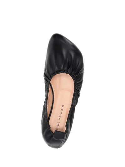 Niccolò Pasqualetti Obliqua Soft Leather Ballet Flats In Black