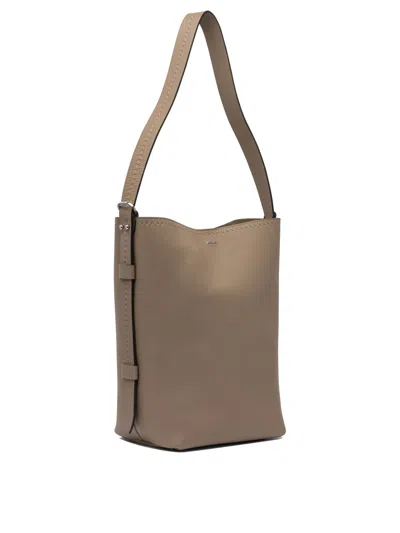 Max Mara Small Archetipo Leather Shoulder Bag In Neutral