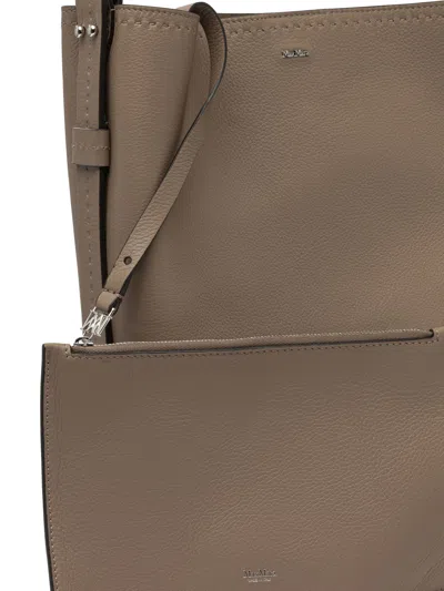 Max Mara Small Archetipo Leather Shoulder Bag In Neutral