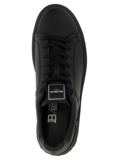 Balmain Black Low Top Sneakers With Logo In Leather In Black