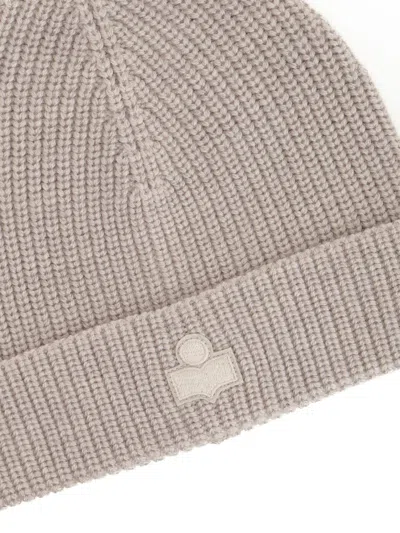 Isabel Marant Wool Hat With Logo Patch In Neutral