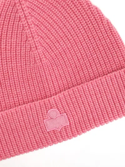 Isabel Marant Ribbed-knit Logo Beanie In Pink