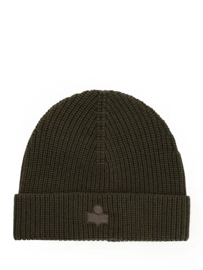 Isabel Marant Wool Hat With Logo Patch In Green