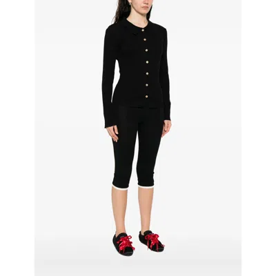 Baserange Button-front Ribbed Cardigan In Black