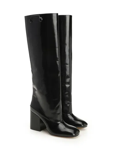 Marni Black Polished Leather Trunkaroo Knee-high Boots