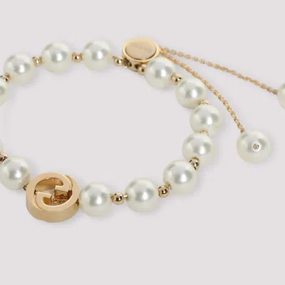 Gucci Chain Bracelet With Metallic Pearls In Gold