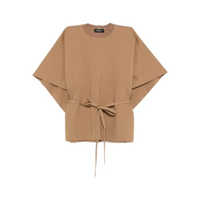 Fabiana Filippi Belted Batwing Blouse In Brown