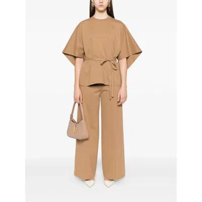 Fabiana Filippi Belted Batwing Blouse In Brown