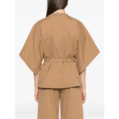 Fabiana Filippi Belted Batwing Blouse In Brown