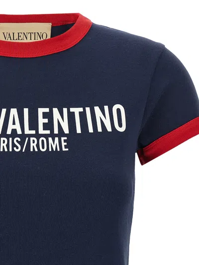 Valentino Crew Neck Cotton T-shirt With Contrast Trim