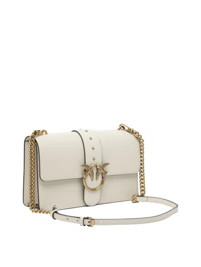 Pinko Love One Leather Crossbody Bag In White