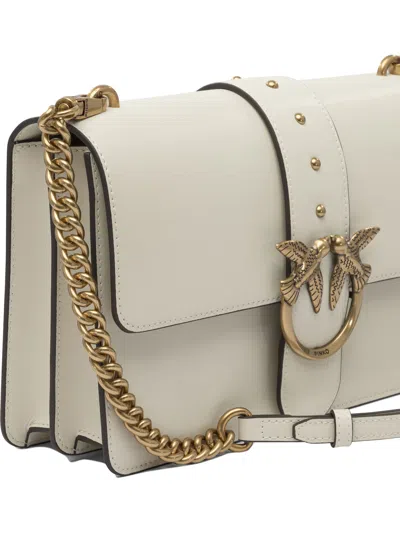 Pinko Love One Leather Crossbody Bag In White