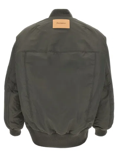 Jw Anderson Oversized Curved Hem Bomber Jacket Olive In Gray