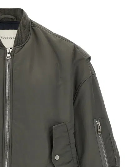 Jw Anderson Oversized Curved Hem Bomber Jacket Olive In Gray