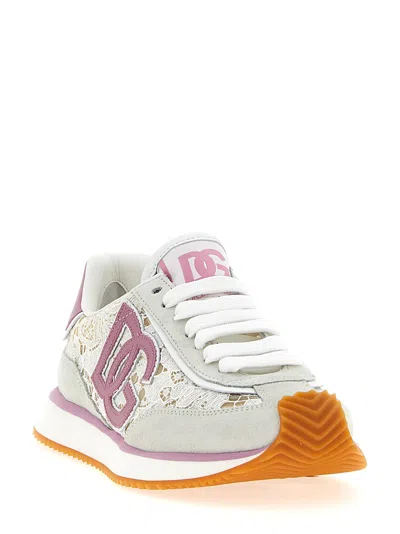 Dolce & Gabbana White Low Top With Lace Details And Dg Patch On The Side