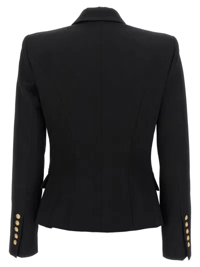 Balmain Double Breast Blazer Jacket With Logo Buttons Blazer And Suits Black In Black