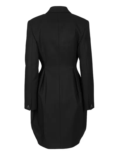 Alaïa Double-breasted Rounded Coat Coats Blue In Black