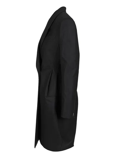 Alaïa Double-breasted Rounded Coat Coats Blue In Black