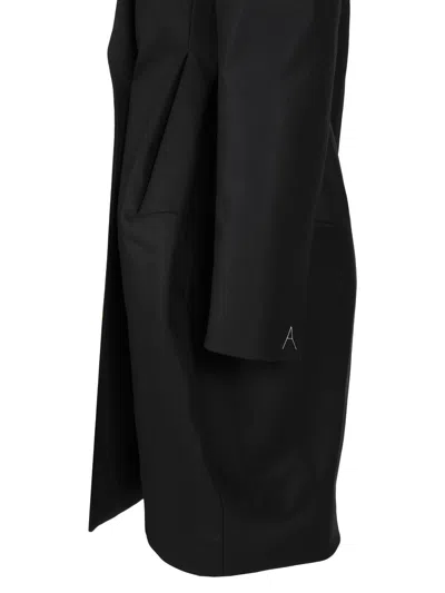 Alaïa Double-breasted Rounded Coat Coats Blue In Black