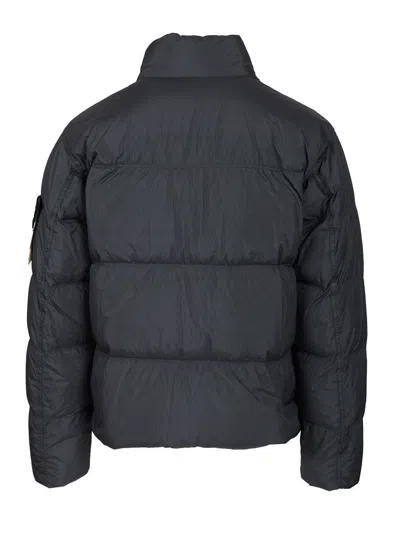 Stone Island Down Jacket In Lightweight Recycled Nylon Reps Jackets Blue In Black