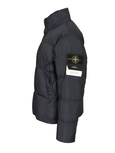 Stone Island Down Jacket In Lightweight Recycled Nylon Reps Jackets Blue In Black