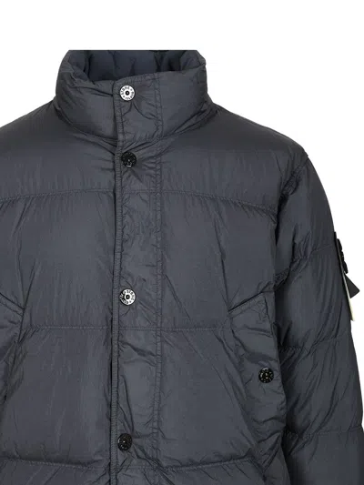 Stone Island Down Jacket In Lightweight Recycled Nylon Reps Jackets Blue In Black