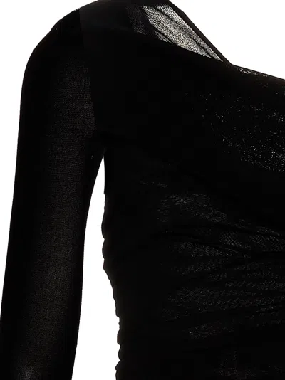 Saint Laurent Draped Long Dress Dresses Black In Black