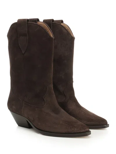 Isabel Marant Duerto Chocolate Cowboy Boots In Suede Women In Brown