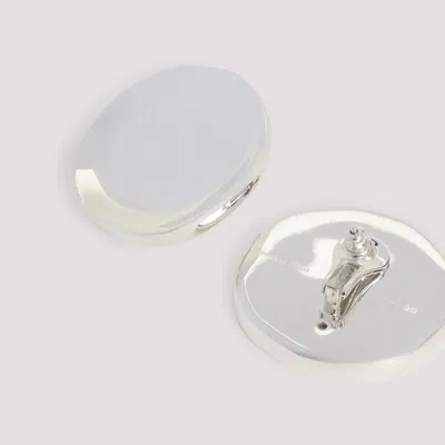 Phoebe Philo Circular Sterling Silver Earrings With Polished Finish In White