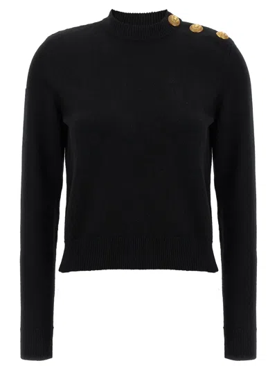 Balmain Eco-cashmere Button Sweater Sweaters And Cardigans Black In Black