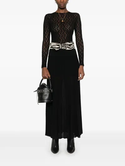 Isabel Marant Long Pleated Knit Skirt In Black