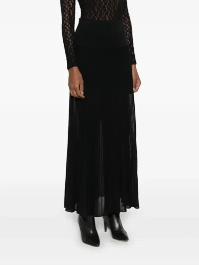 Isabel Marant Long Pleated Knit Skirt In Black