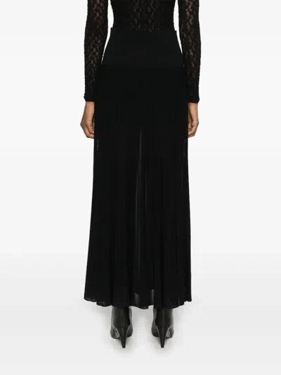 Isabel Marant Long Pleated Knit Skirt In Black