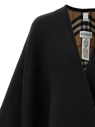 Burberry Fringed Cape Capes Black In Black