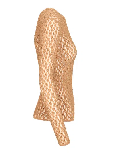 Isabel Marant Gaelle Long-sleeved Lace Top In Brown